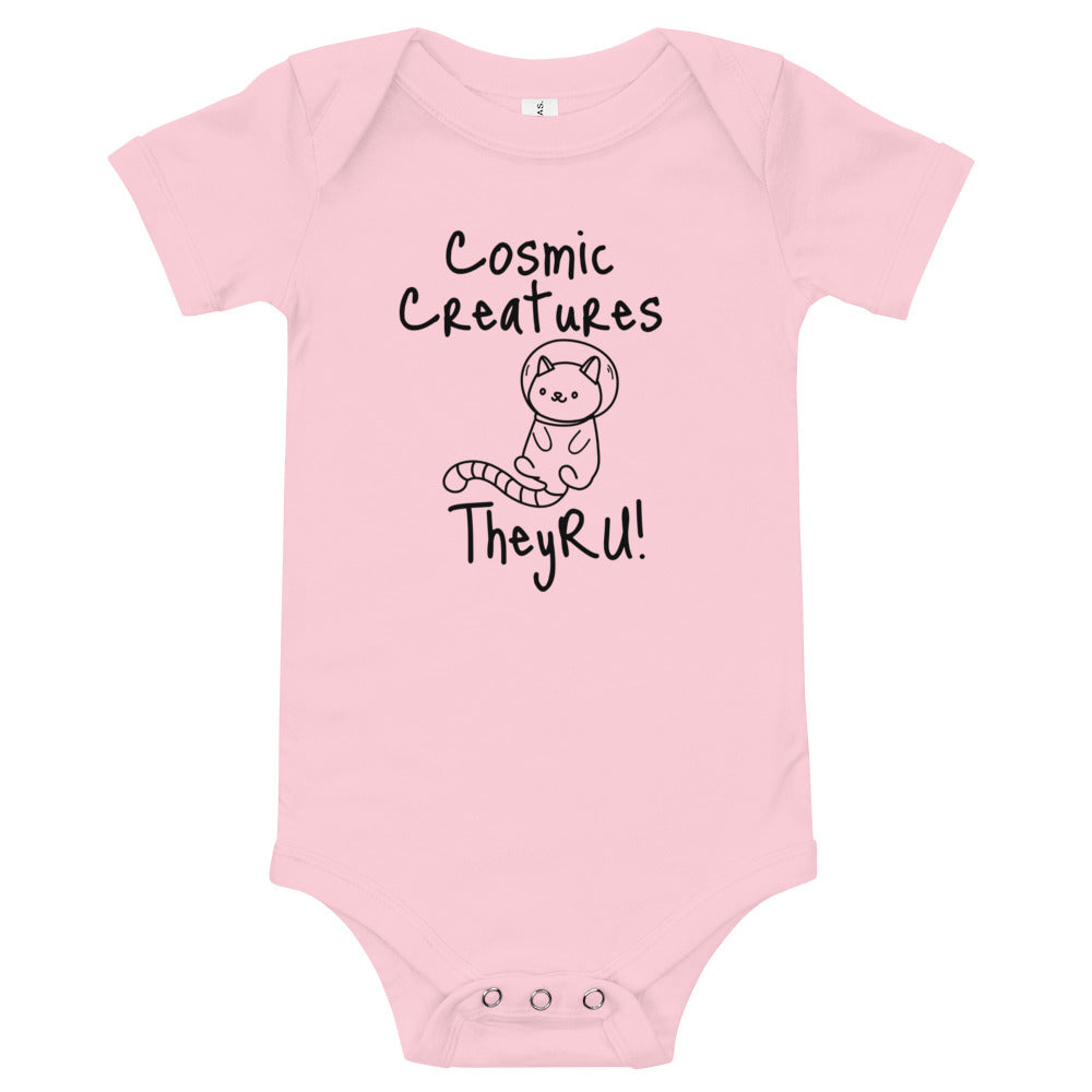 Cosmic Creatures Cat Graphic Baby short sleeve one piece