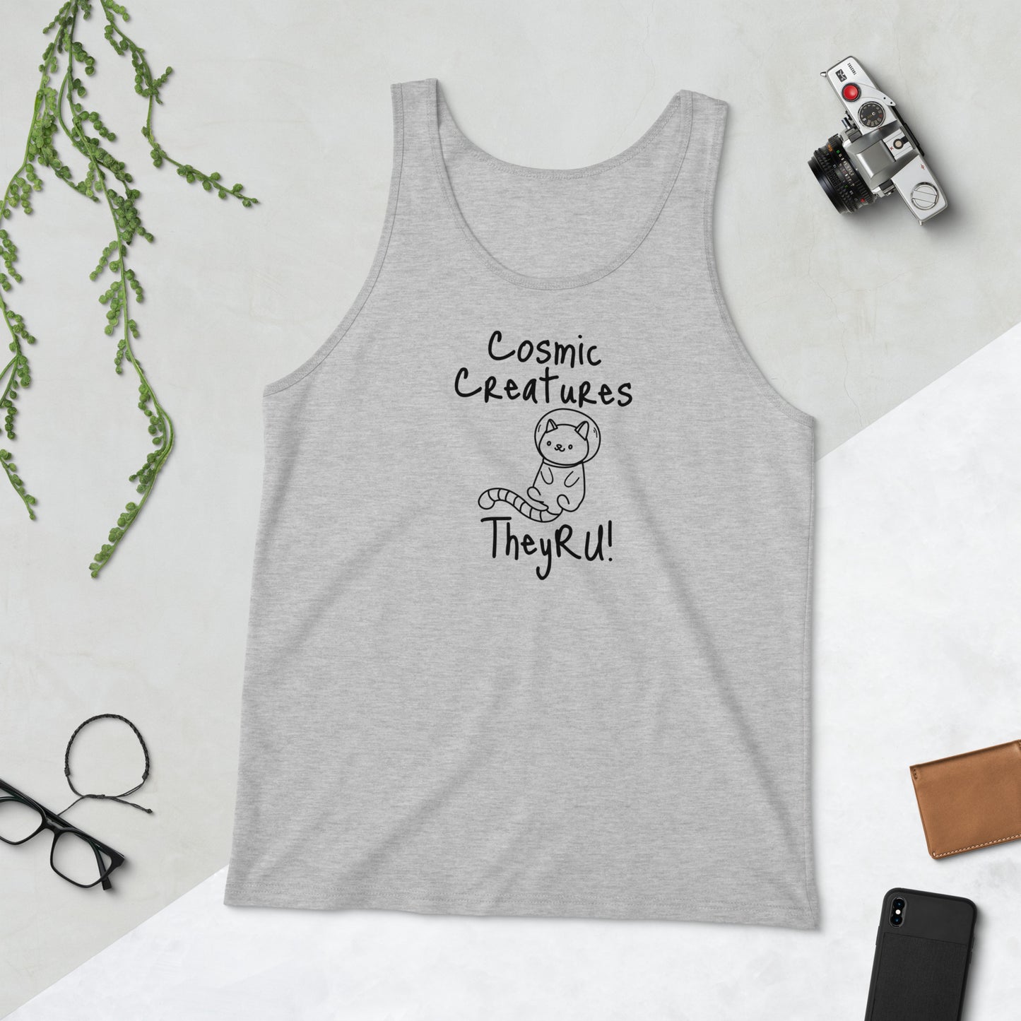 Cosmic Creatures Cat Graphic Unisex Tank Top