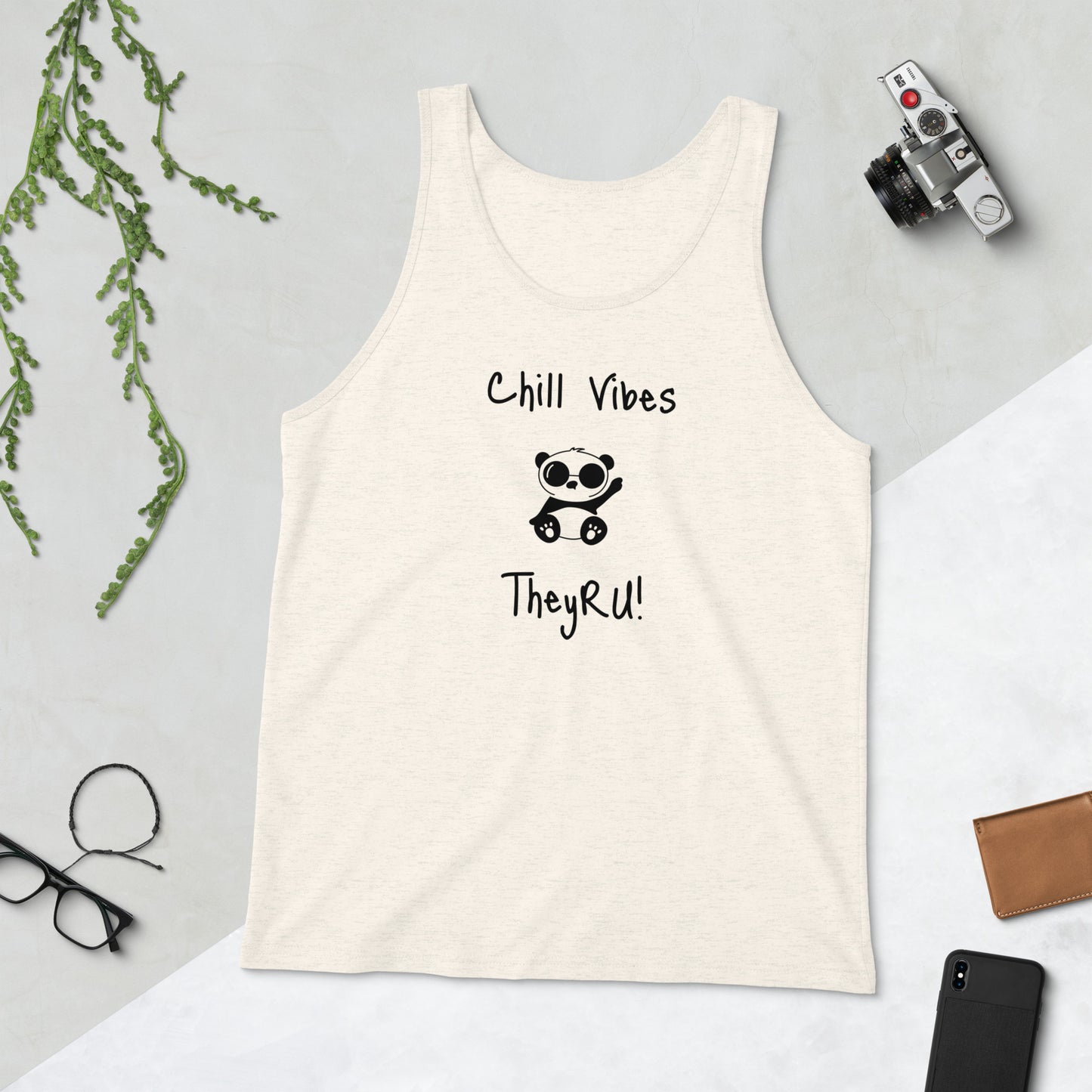 Chill Vibes Panda Graphic Unisex Tank Top