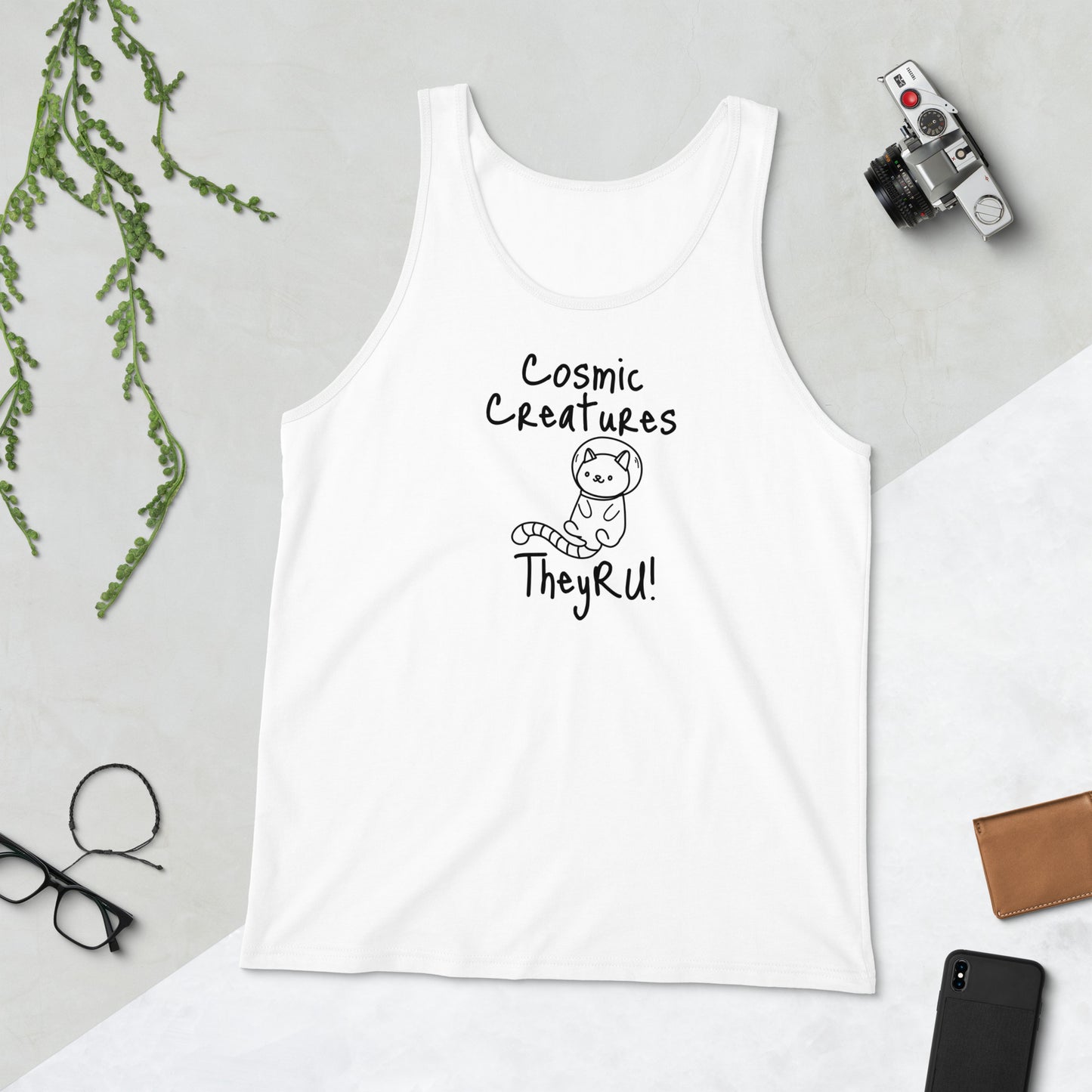 Cosmic Creatures Cat Graphic Unisex Tank Top