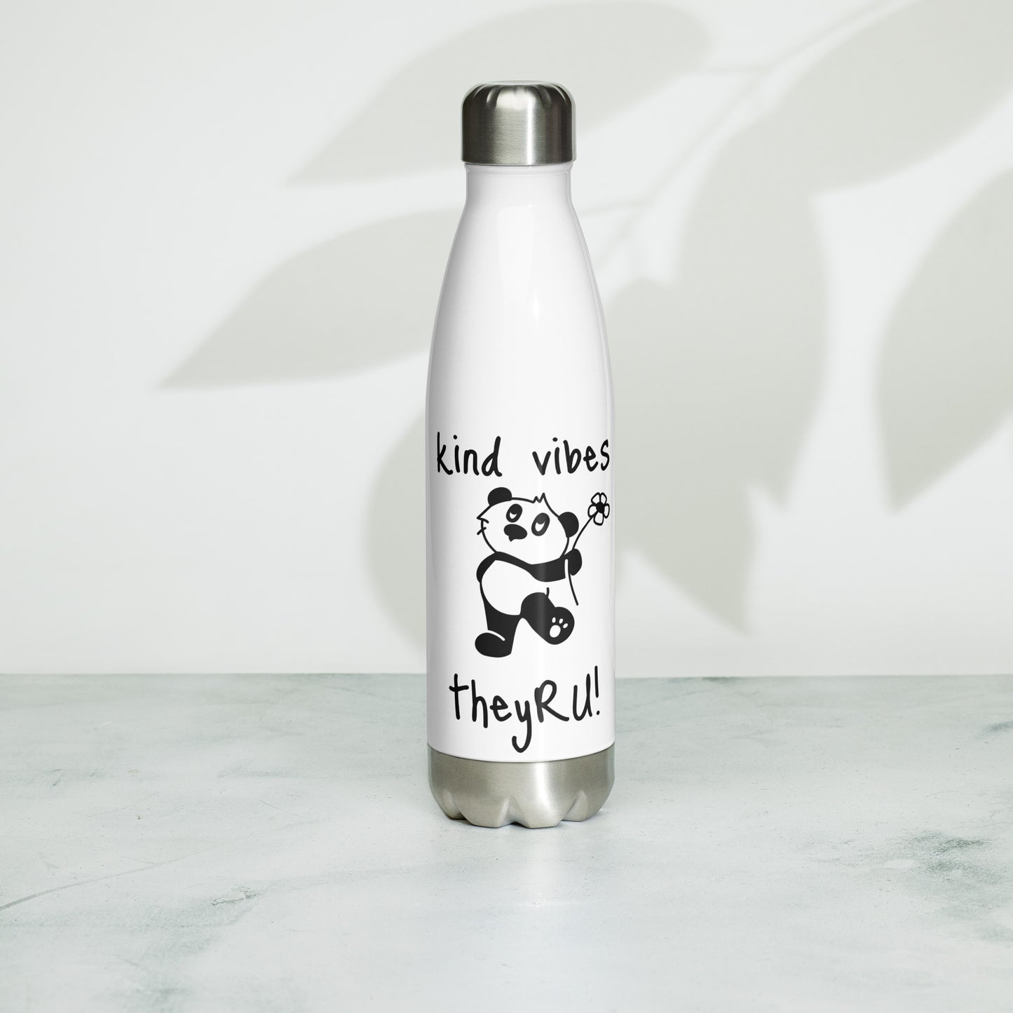 Kind Vibes Panda Graphic Stainless Steel Water Bottle
