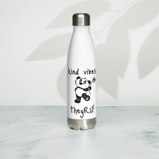 Kind Vibes Panda Graphic Stainless Steel Water Bottle