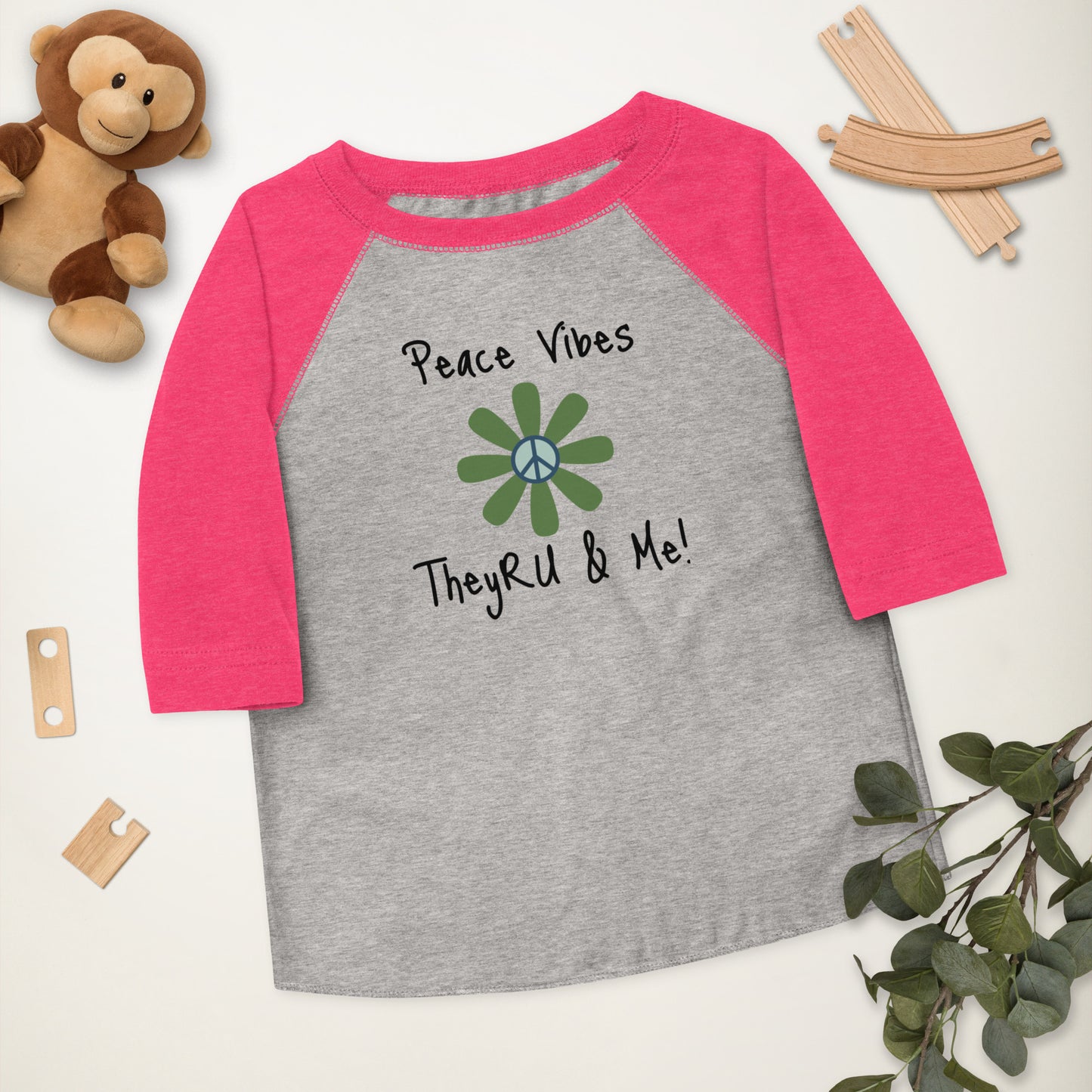 Peace Vibes Graphic Toddler baseball shirt