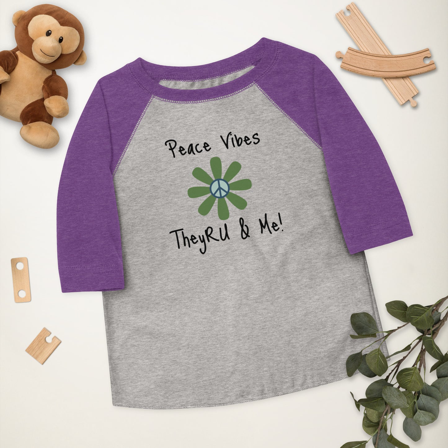 Peace Vibes Graphic Toddler baseball shirt