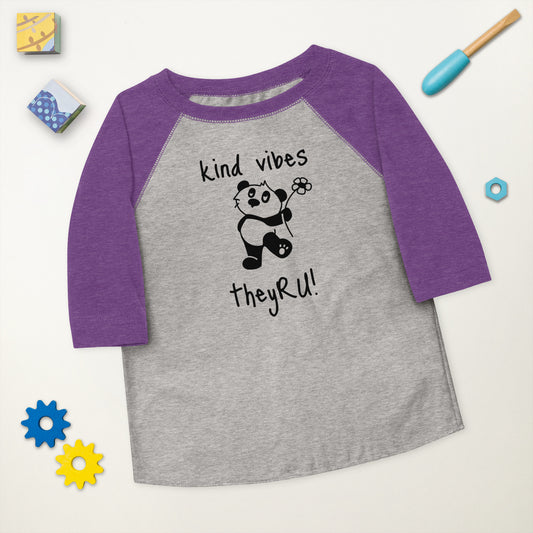 Kind Vibes Panda Graphic Toddler baseball shirt
