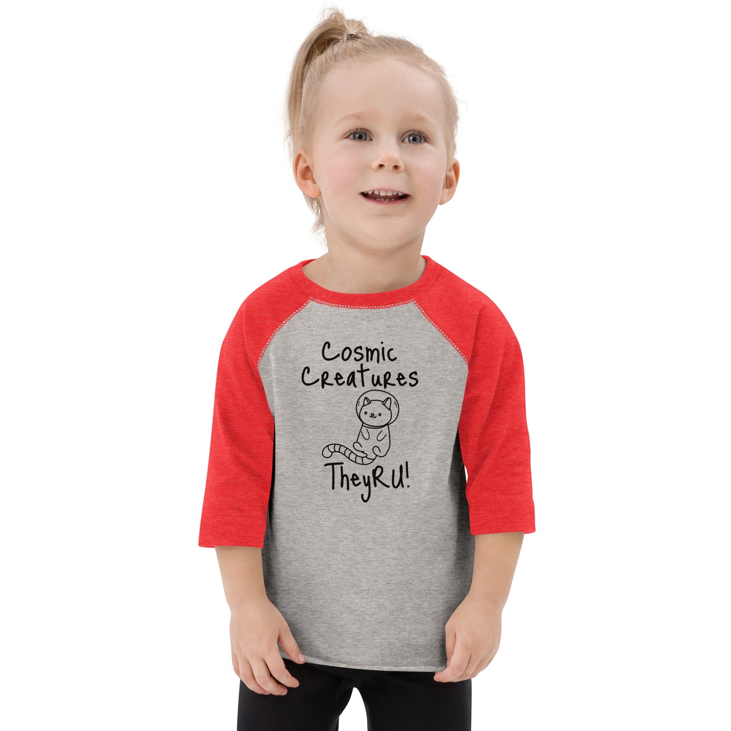 Cosmic Creatures Cat Graphic Toddler baseball shirt