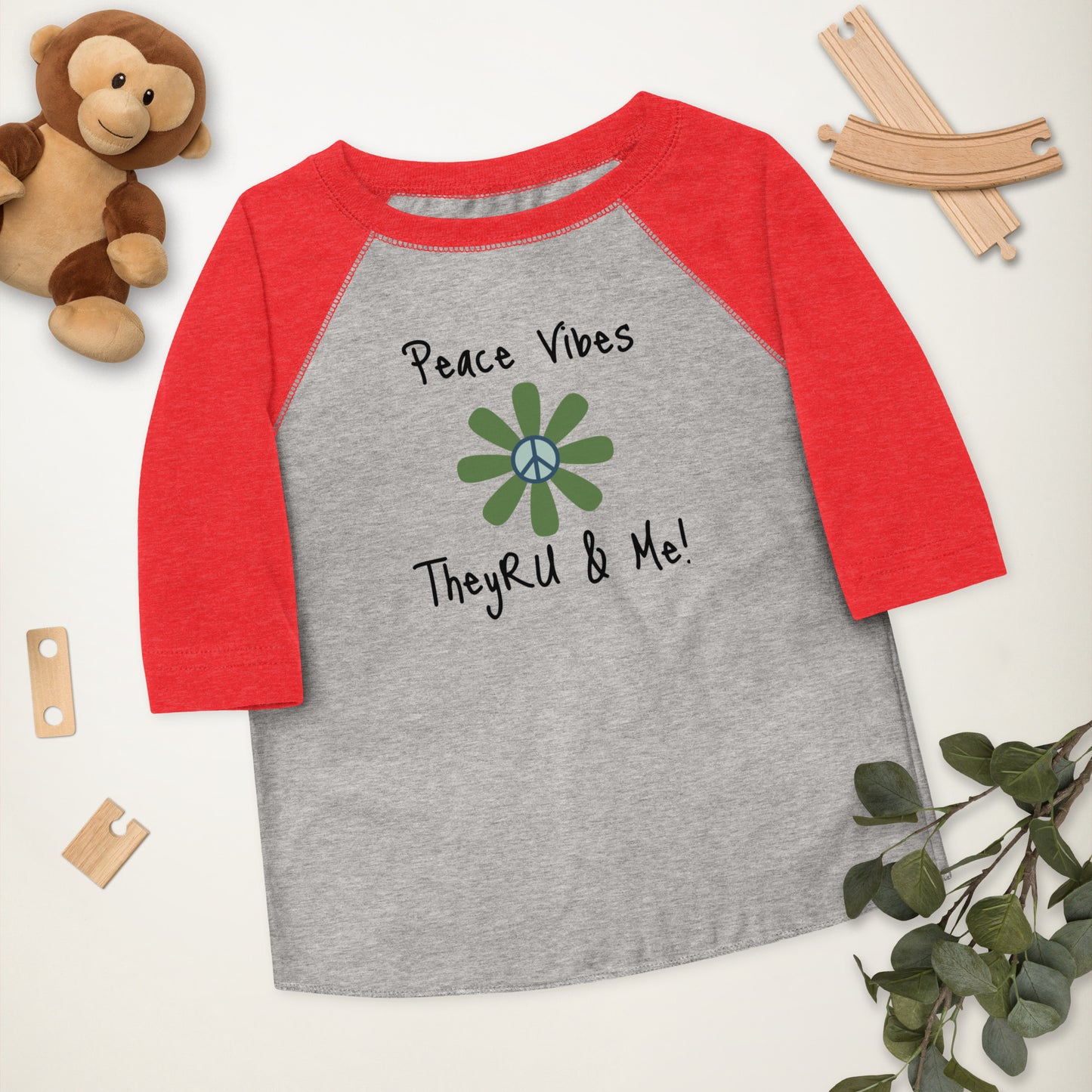 Peace Vibes Graphic Toddler baseball shirt