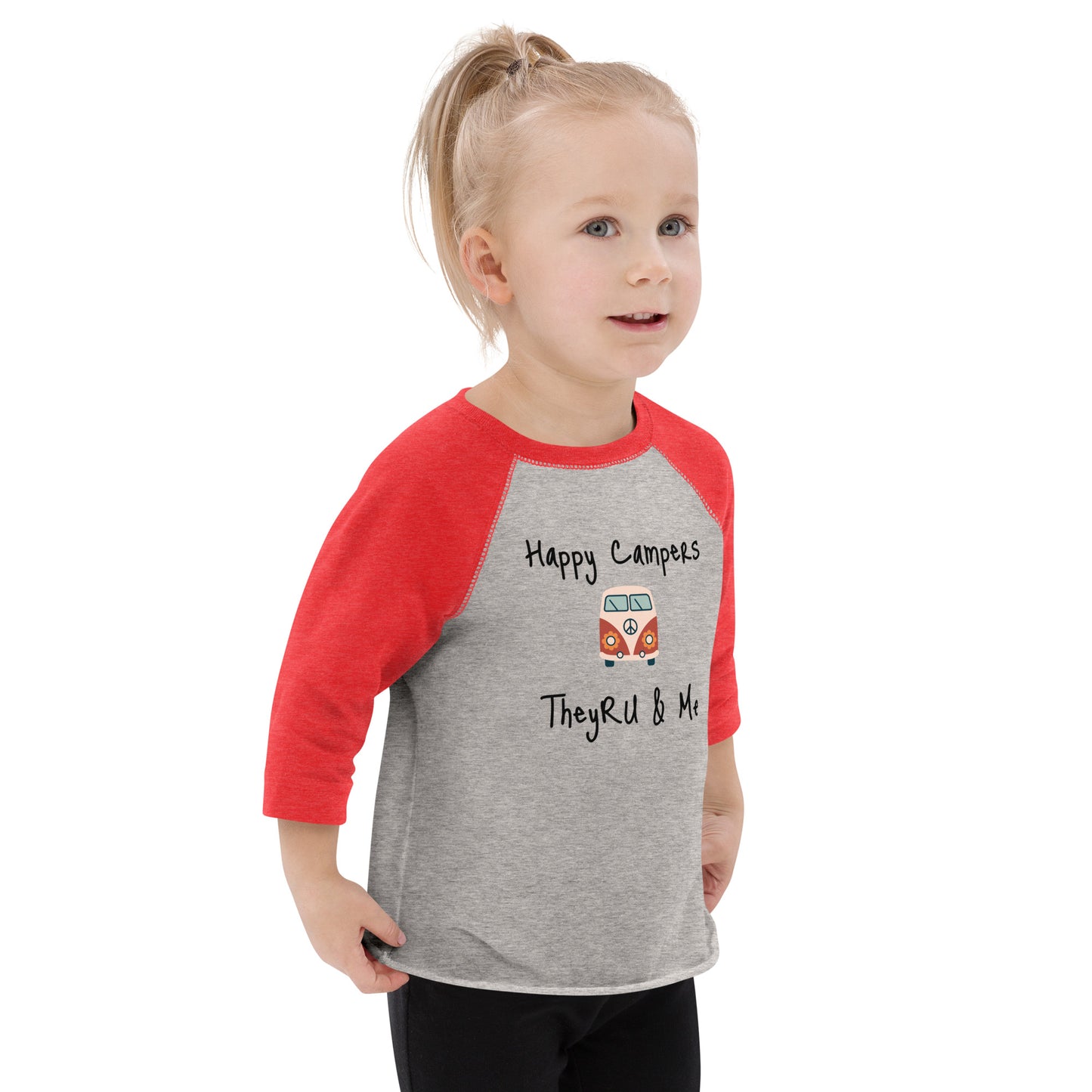 Happy Campers Van Graphic Toddler baseball shirt