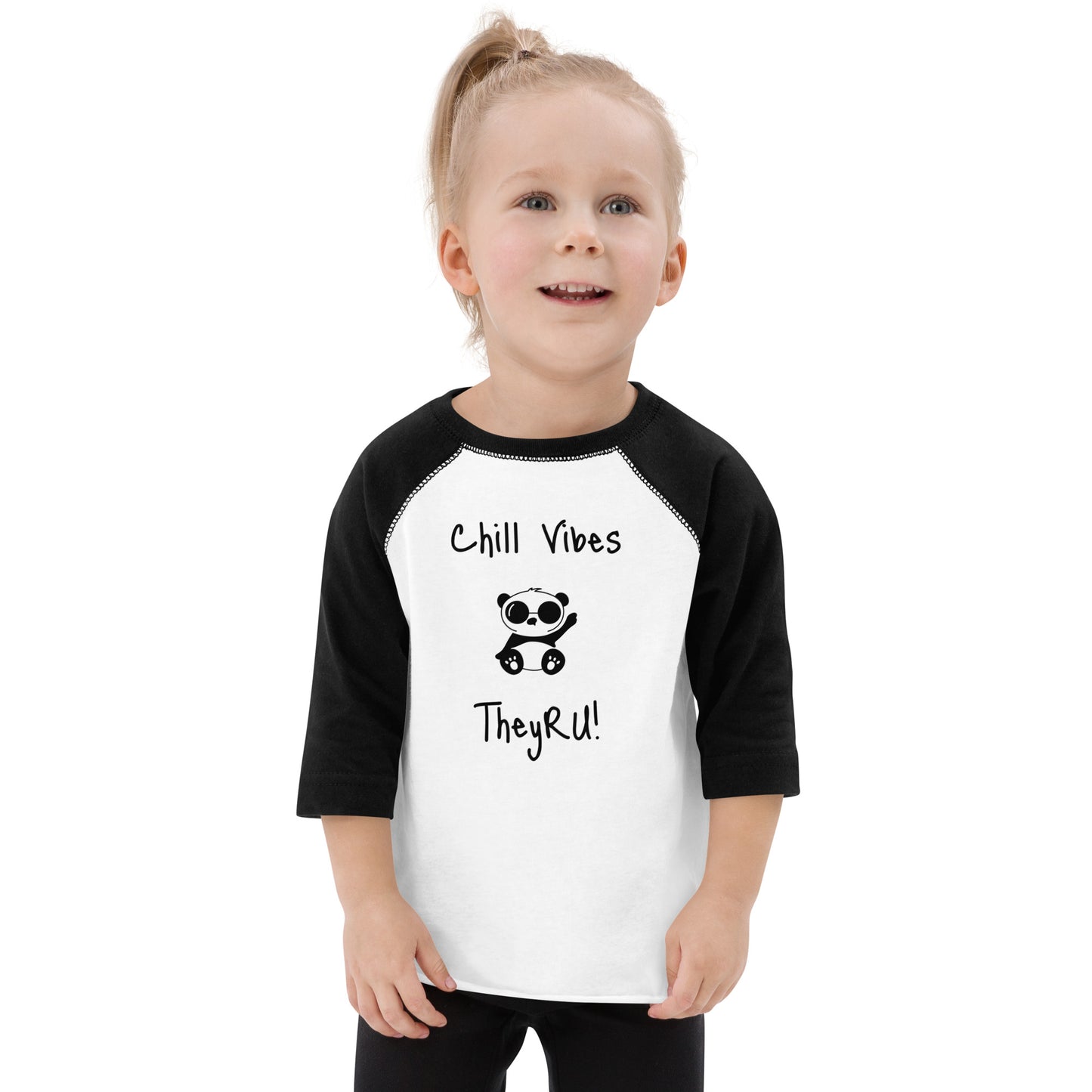 Chill Vibes Panda Graphic Toddler baseball shirt