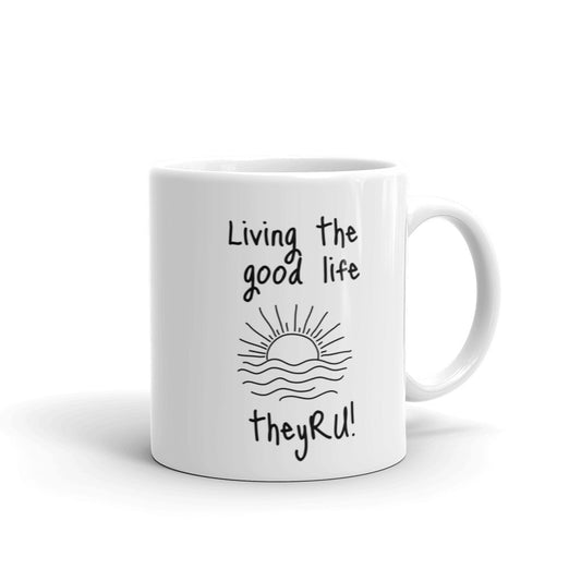 Living the Good Life Graphic White glossy mug