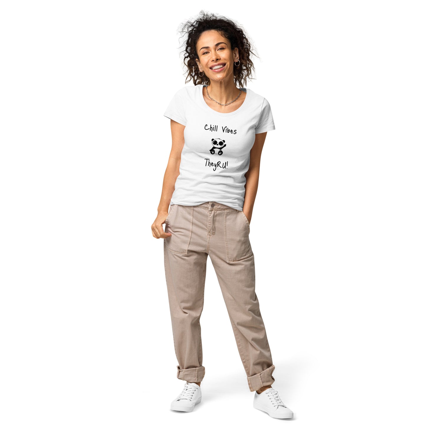 Chill Vibes Panda Graphic Women’s basic organic t-shirt