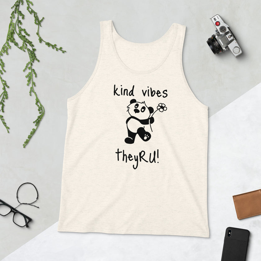 Kind Vibes Panda Graphic Unisex Tank Top