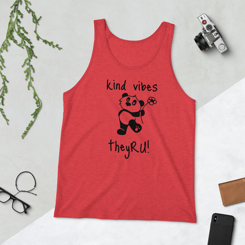 Kind Vibes Panda Graphic Unisex Tank Top