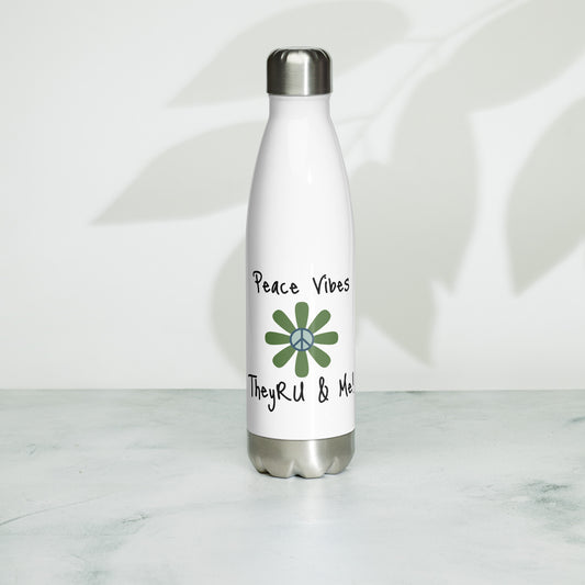 Peace Vibes Graphic Stainless Steel Water Bottle