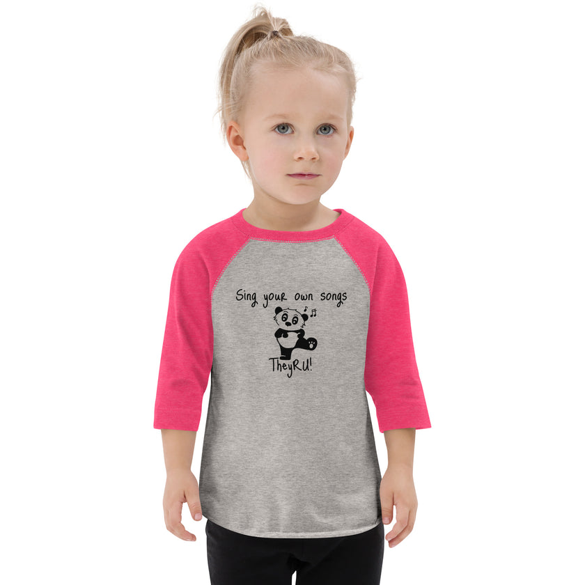 Sing Your Own Song Panda Graphic Toddler baseball shirt