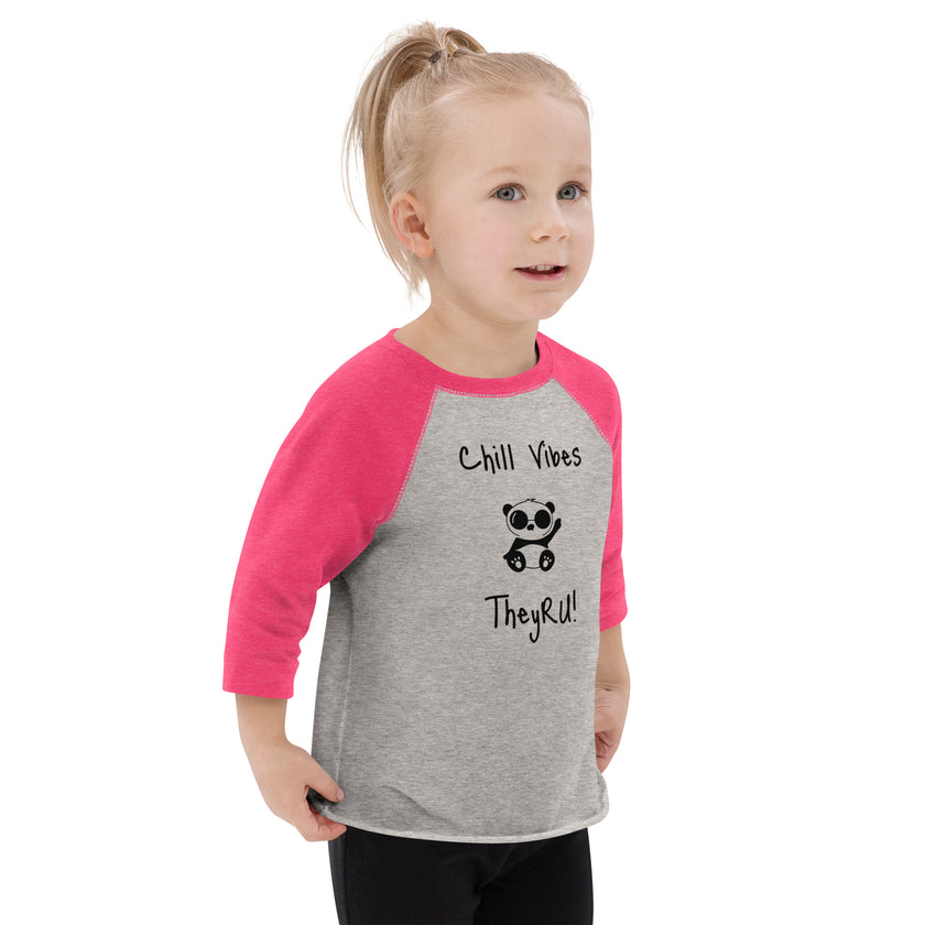 Chill Vibes Panda Graphic Toddler baseball shirt