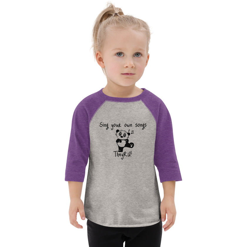 Sing Your Own Song Panda Graphic Toddler baseball shirt