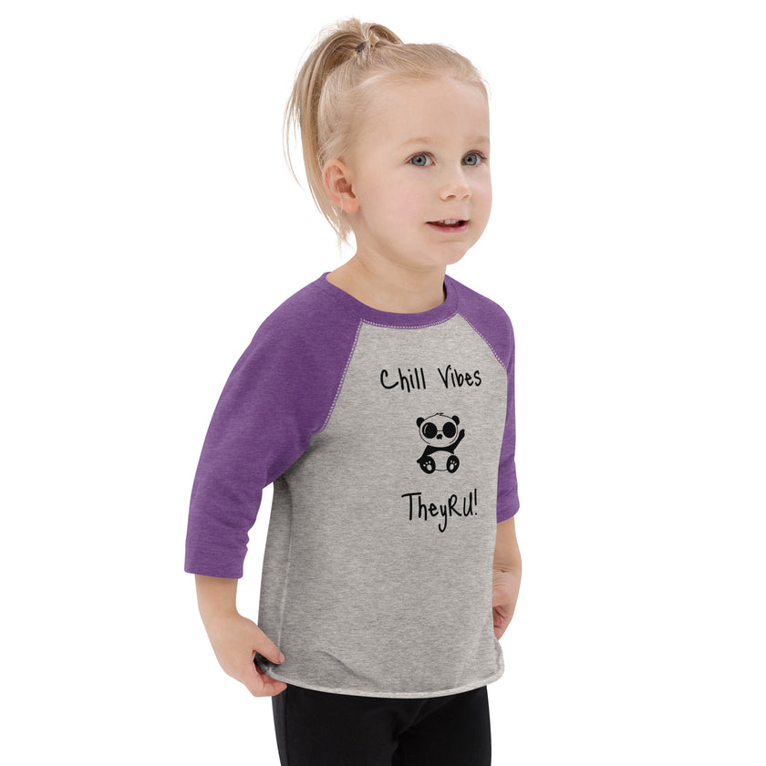 Chill Vibes Panda Graphic Toddler baseball shirt