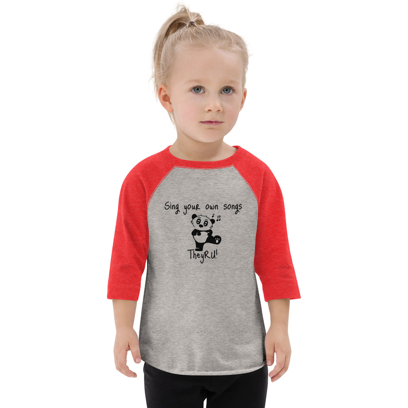 Sing Your Own Song Panda Graphic Toddler baseball shirt