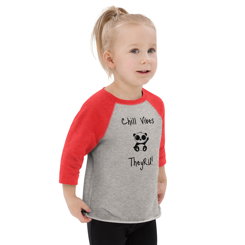 Chill Vibes Panda Graphic Toddler baseball shirt
