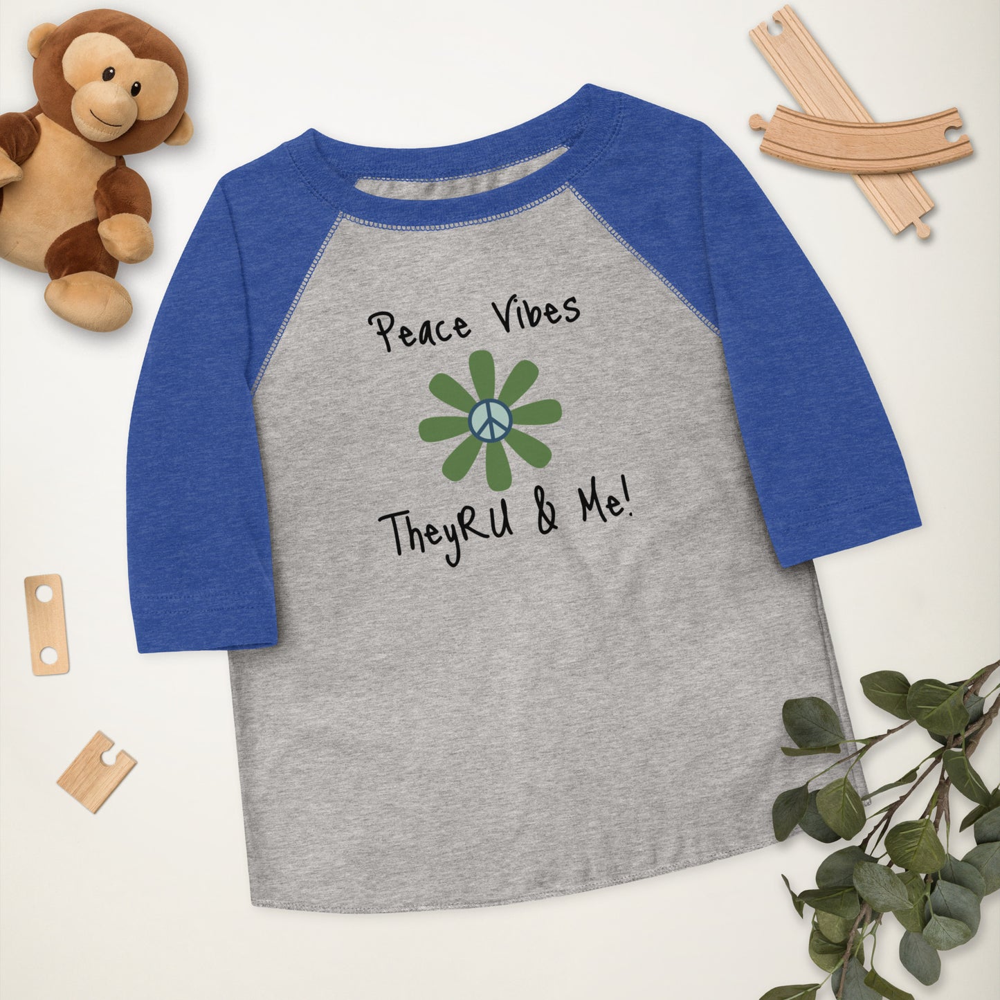 Peace Vibes Graphic Toddler baseball shirt