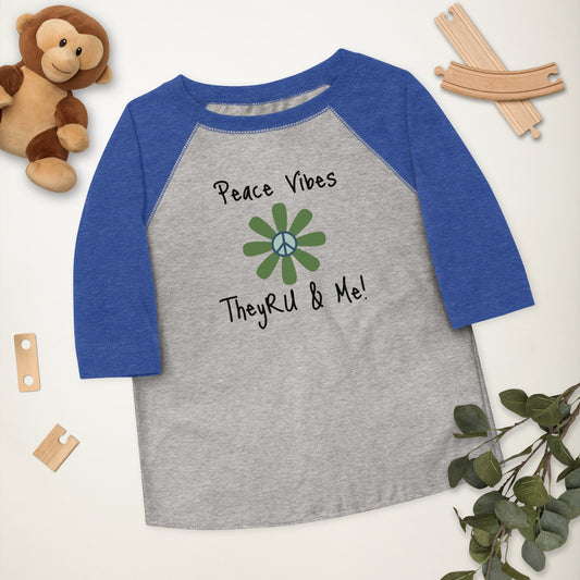 Peace Vibes Graphic Toddler baseball shirt