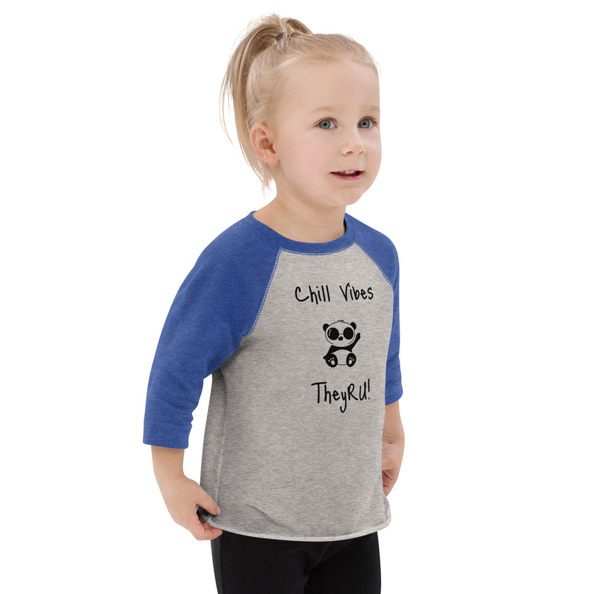 Chill Vibes Panda Graphic Toddler baseball shirt