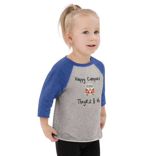 Happy Campers Van Graphic Toddler baseball shirt
