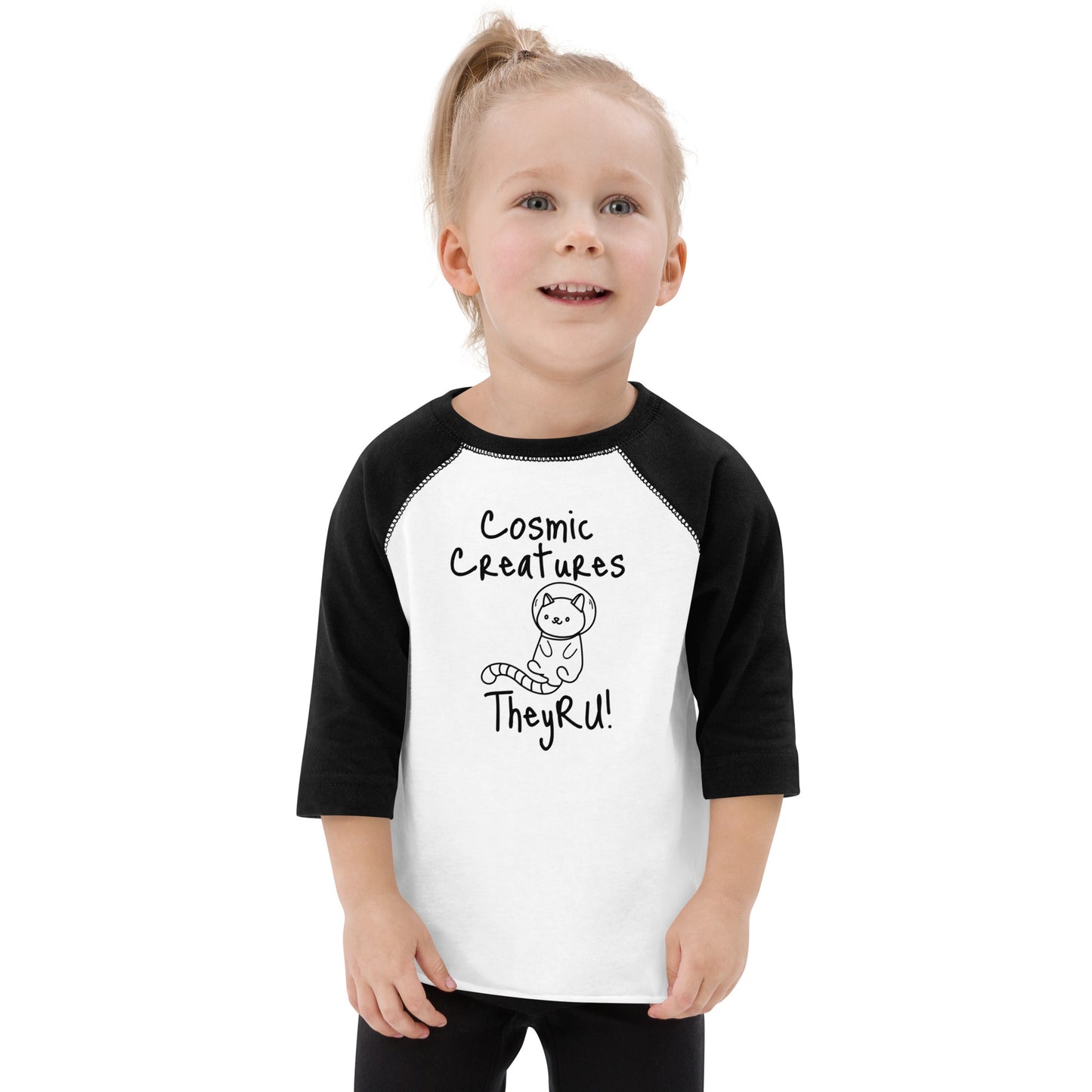 Cosmic Creatures Cat Graphic Toddler baseball shirt