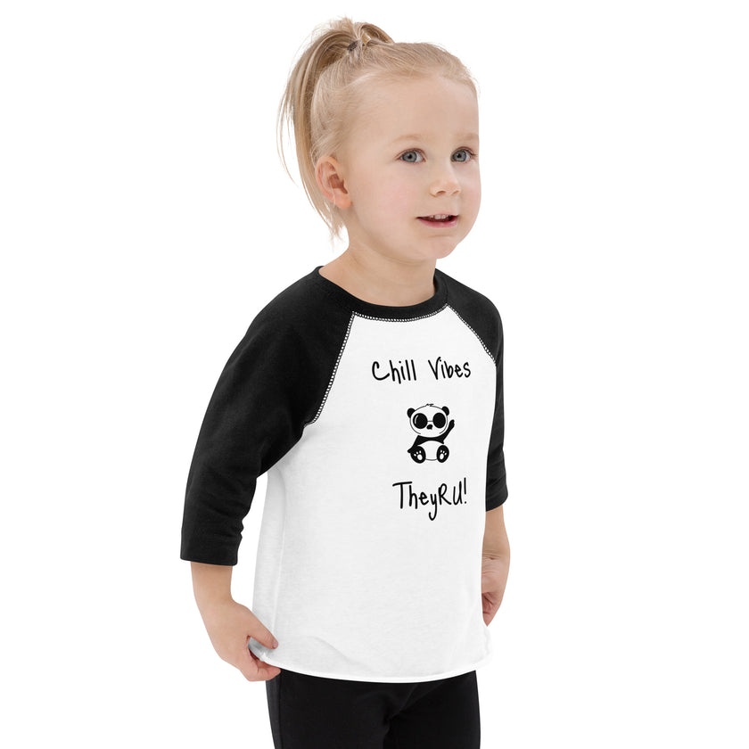Chill Vibes Panda Graphic Toddler baseball shirt
